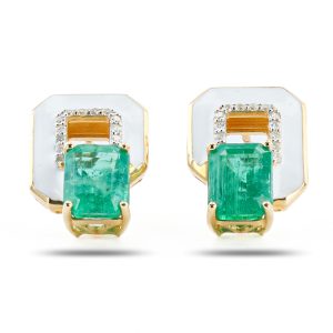 EMERALD and DIAMOND EARRINGS