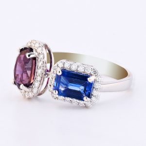 DOUBLE SAPPHIRE and DIAMOND RING