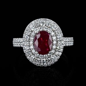 BURMESE RUBY and DIAMOND RING