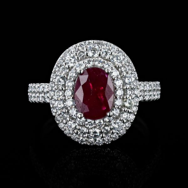 BURMESE RUBY and DIAMOND RING