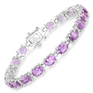 Genuine Amethyst and Silver Bracelet