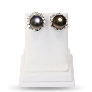 B20-TAHITIAN PEARL and DIAMOND EARRINGS
