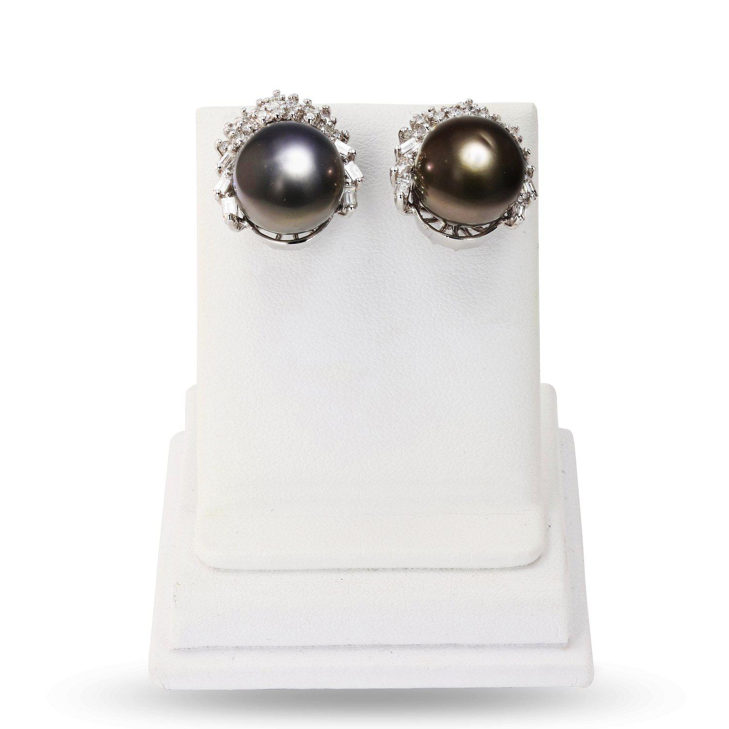 B20-TAHITIAN PEARL and DIAMOND EARRINGS