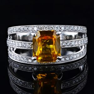 YELLOW SAPPHRE and DIAMOND RING