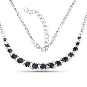 Blue Sapphire and White Diamond Necklace
