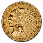 C19-1908 $5 Indian Gold Half Eagle