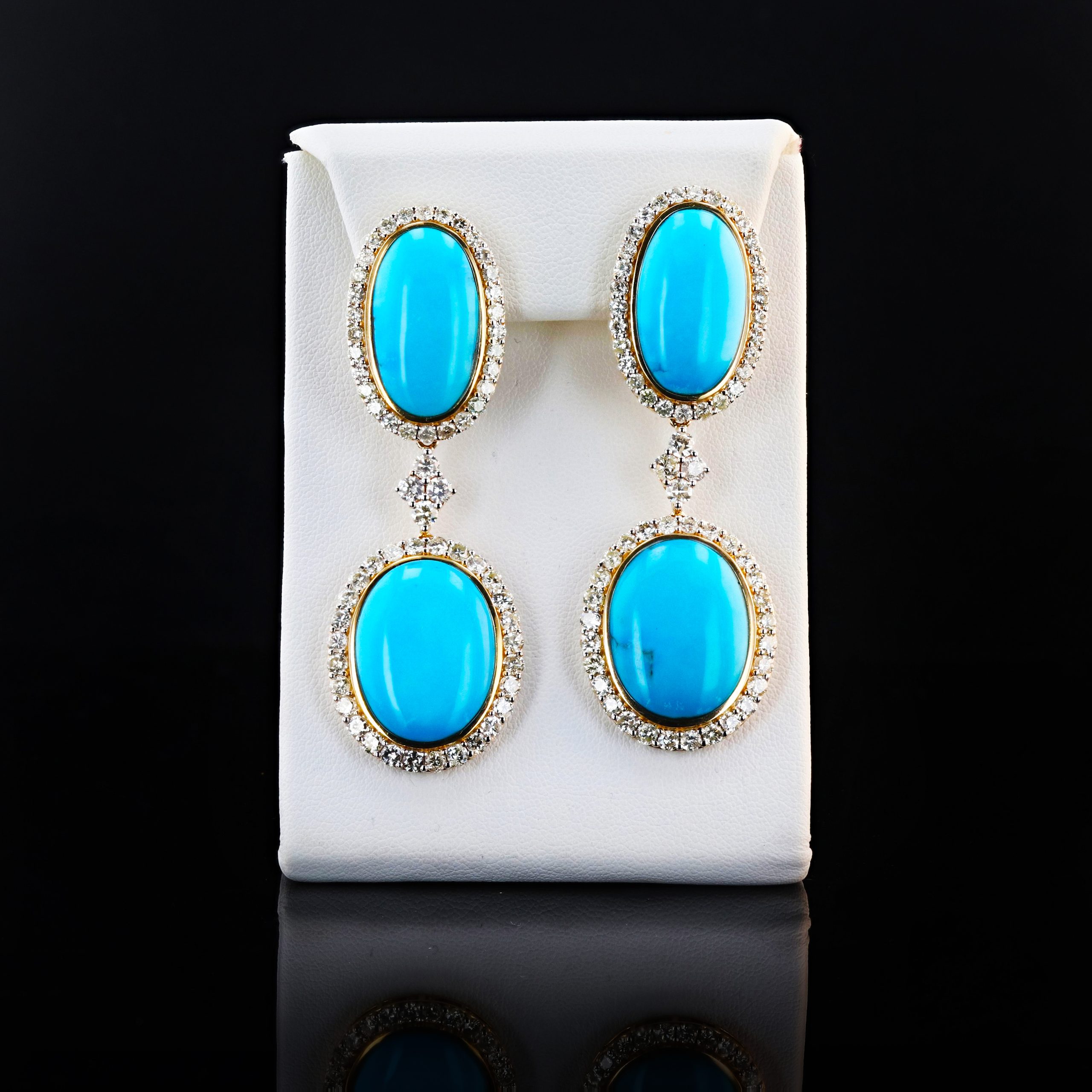 J28-TURQUOISE and DIAMOND EARRINGS
