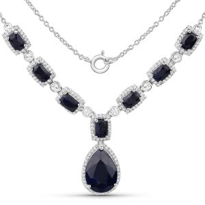 B39-Sapphire and White Topaz  Necklace