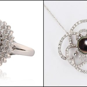 TAHITIAN PEARL and DIAMOND Ring and Pendant