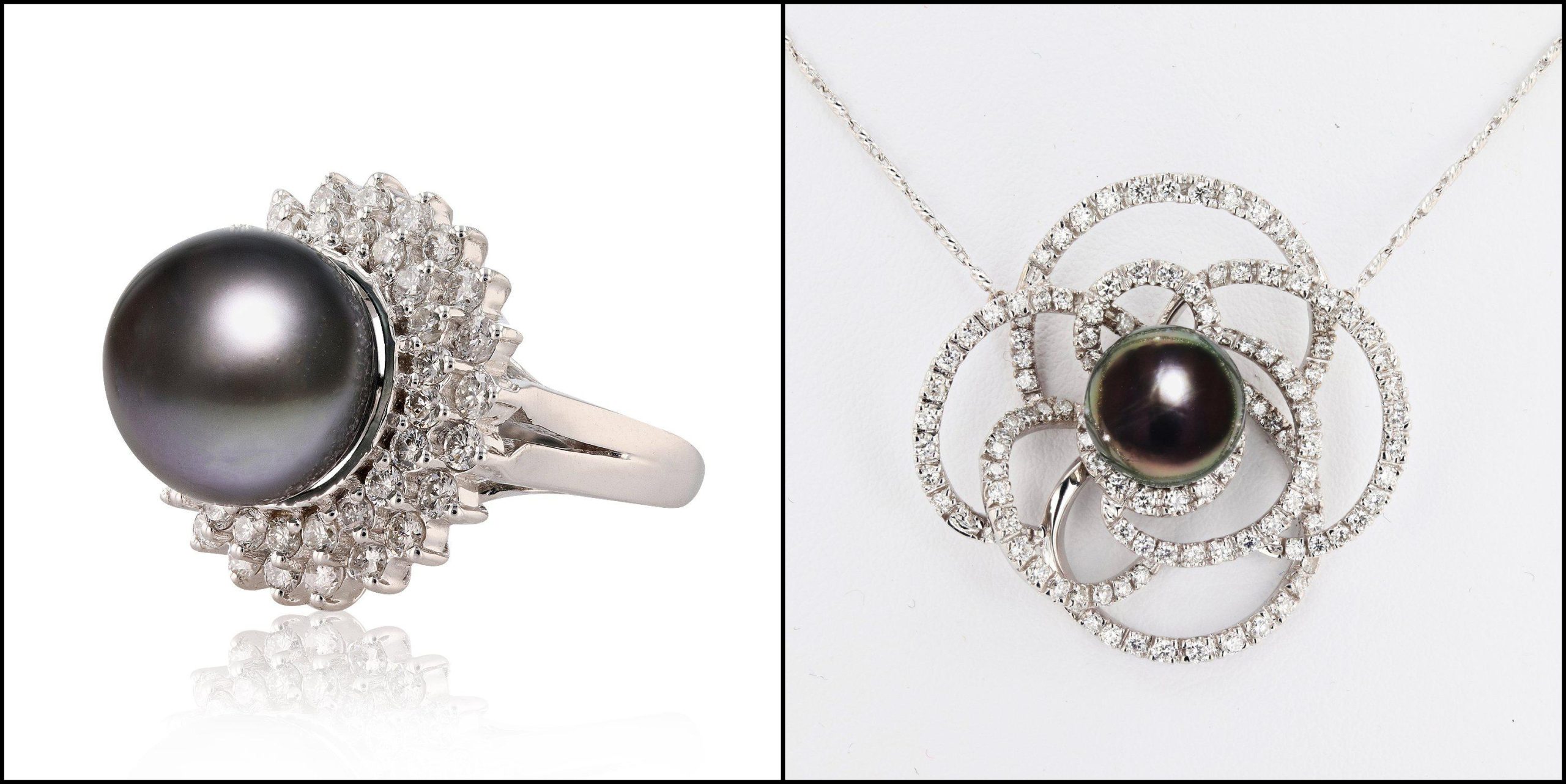TAHITIAN PEARL and DIAMOND Ring and Pendant
