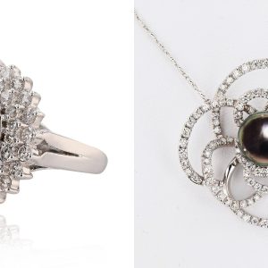 TAHITIAN PEARL and DIAMOND Ring and Pendant